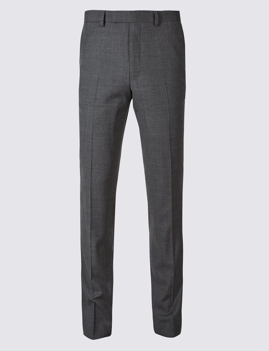 Charcoal Textured Slim Fit Wool Trousers 1 of 7