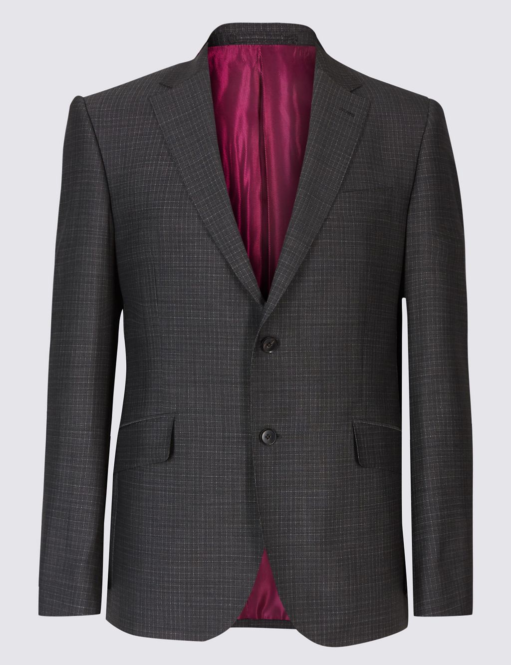 Charcoal Textured Tailored Fit Wool Jacket 3 of 4