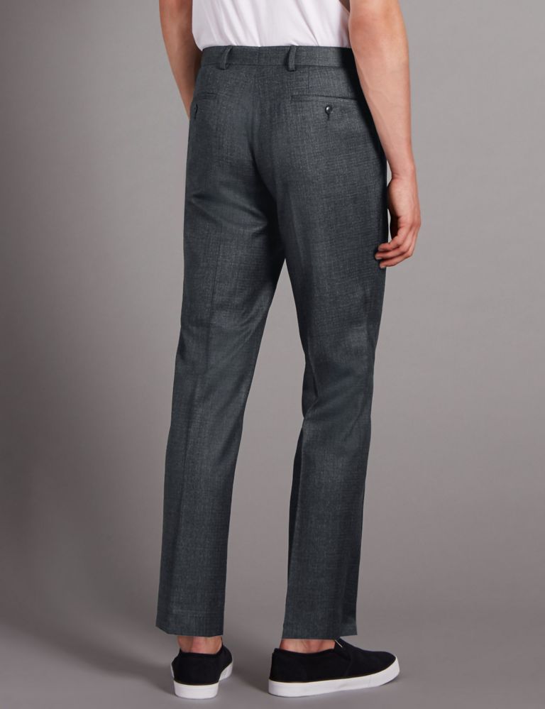 Charcoal Textured Tailored Wool Trousers 3 of 4