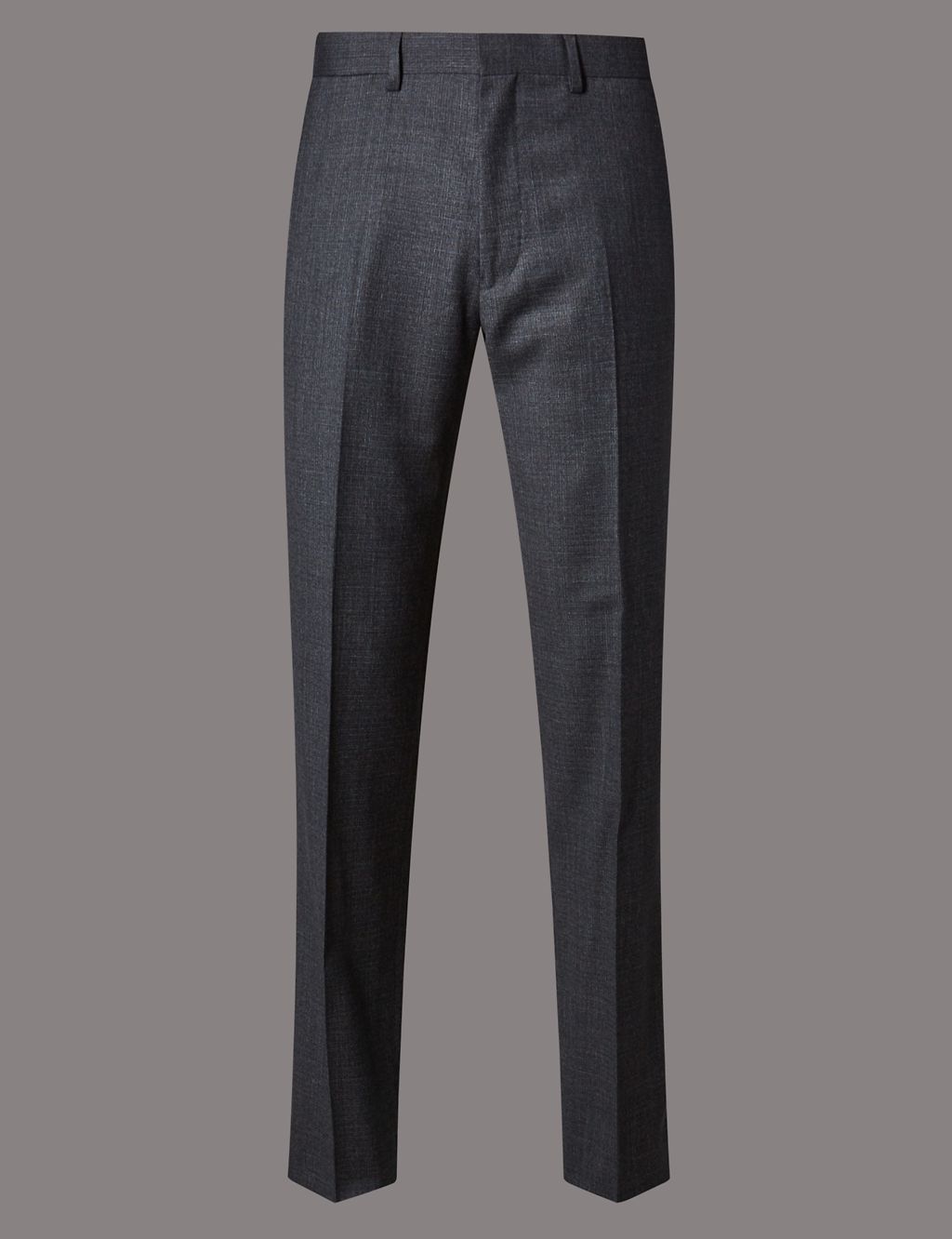 Charcoal Textured Tailored Wool Trousers 1 of 4