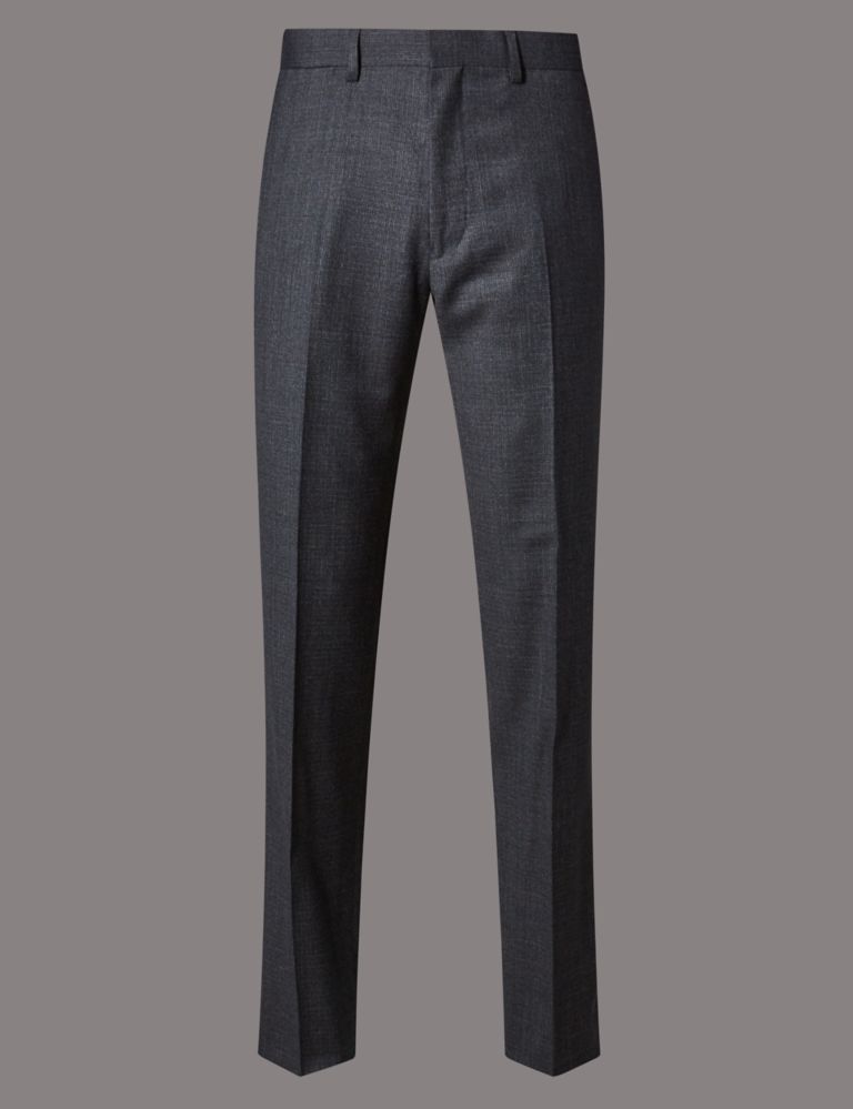 Charcoal Textured Tailored Wool Trousers 2 of 4