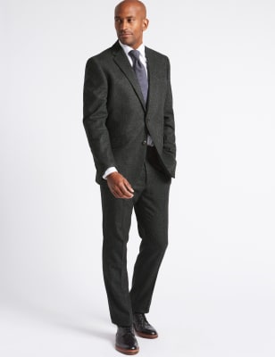 Charcoal Wool Blend Jacket with Italian Fabric, M&S Collection