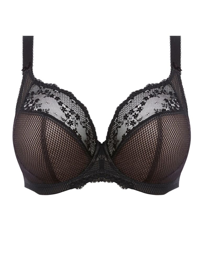 Joey Macon Sheer Lace Underwired Plunge Bra Supportive Mesh Lining