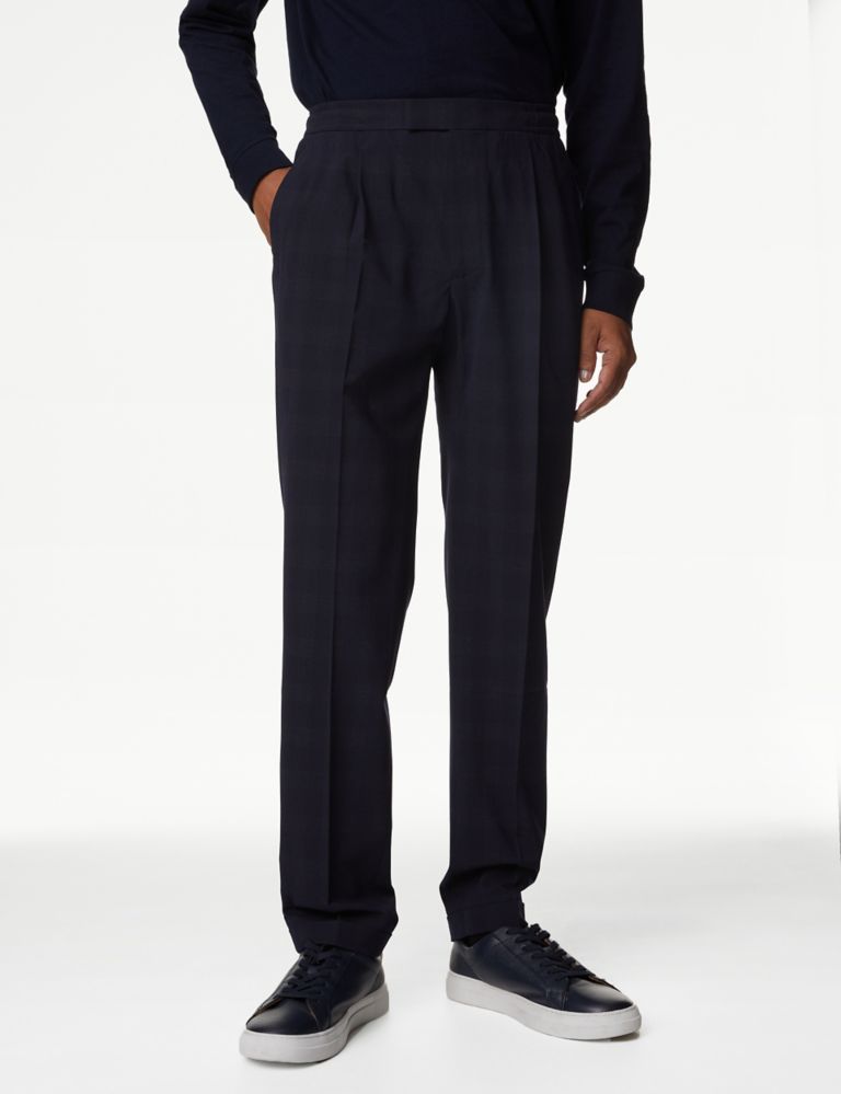 Check Single Pleat Elasticated Trousers 3 of 8