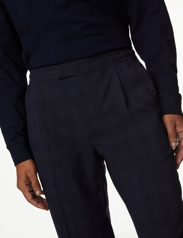 Check Single Pleat Elasticated Trousers 4 of 8