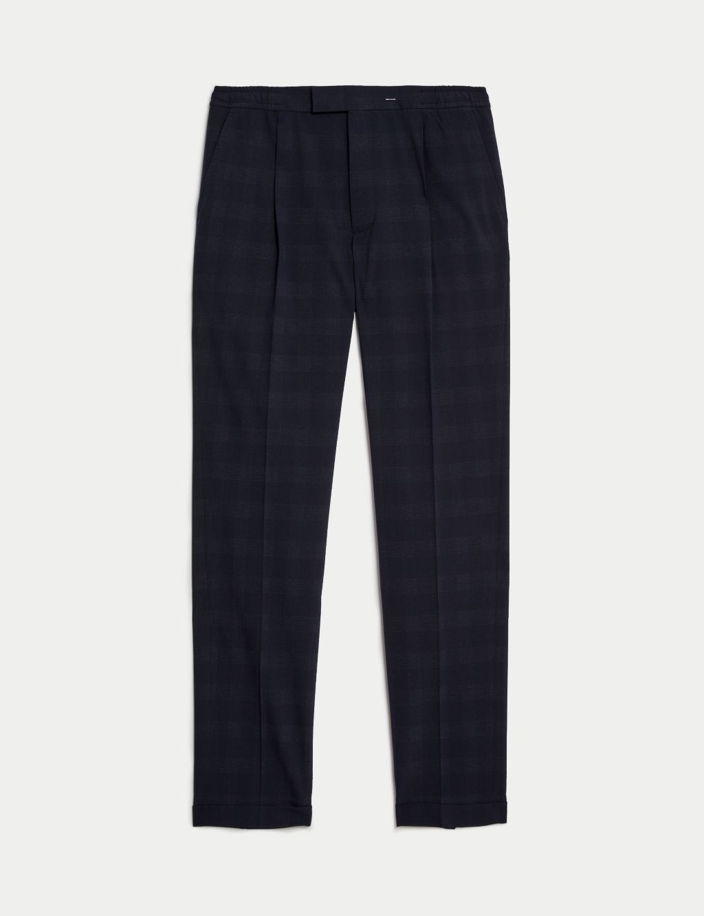 Check Single Pleat Elasticated Trousers | M&S Collection | M&S