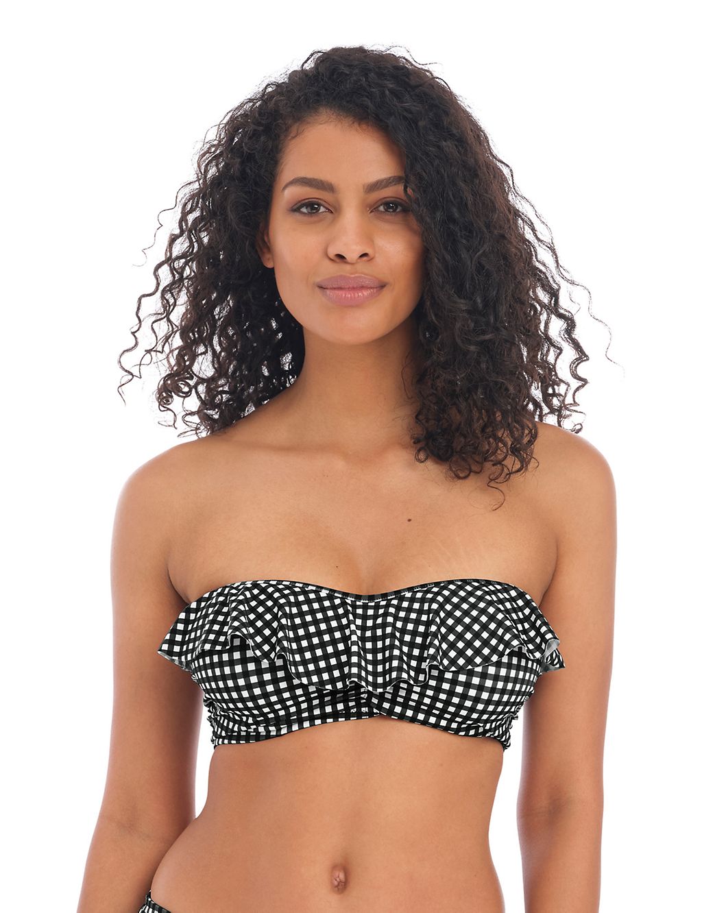 Check in Underwired Bandeau Gingham Bikini Top 3 of 9