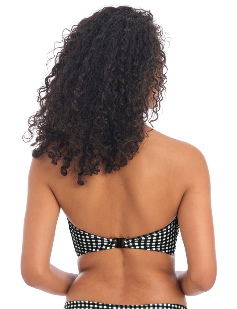 Tommie Black Drawstring Ruched Backless Bandeau Bikini Top