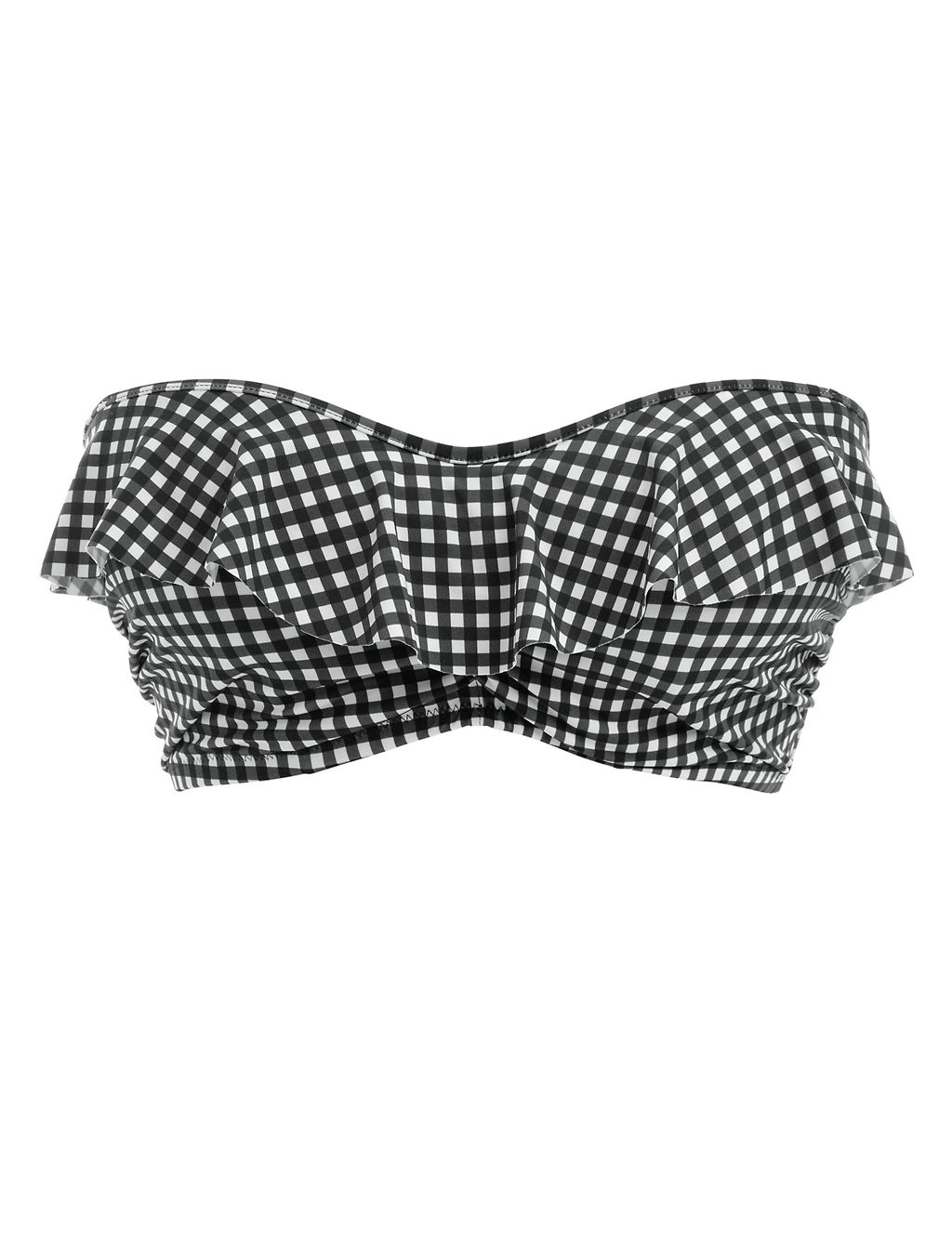 Check in Underwired Bandeau Gingham Bikini Top 1 of 9