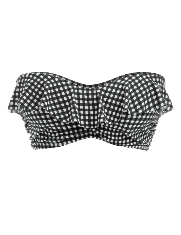 Check in Underwired Bandeau Gingham Bikini Top 2 of 9