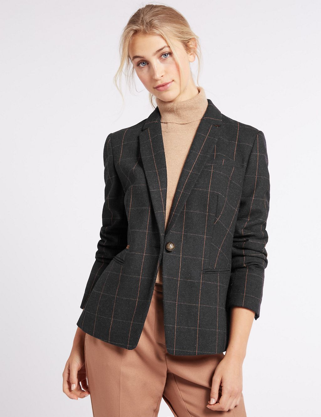Checked 1 Button Jacket 3 of 4