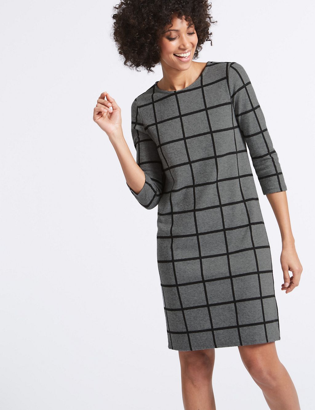 Checked 3/4 Sleeve Shift Dress 4 of 5