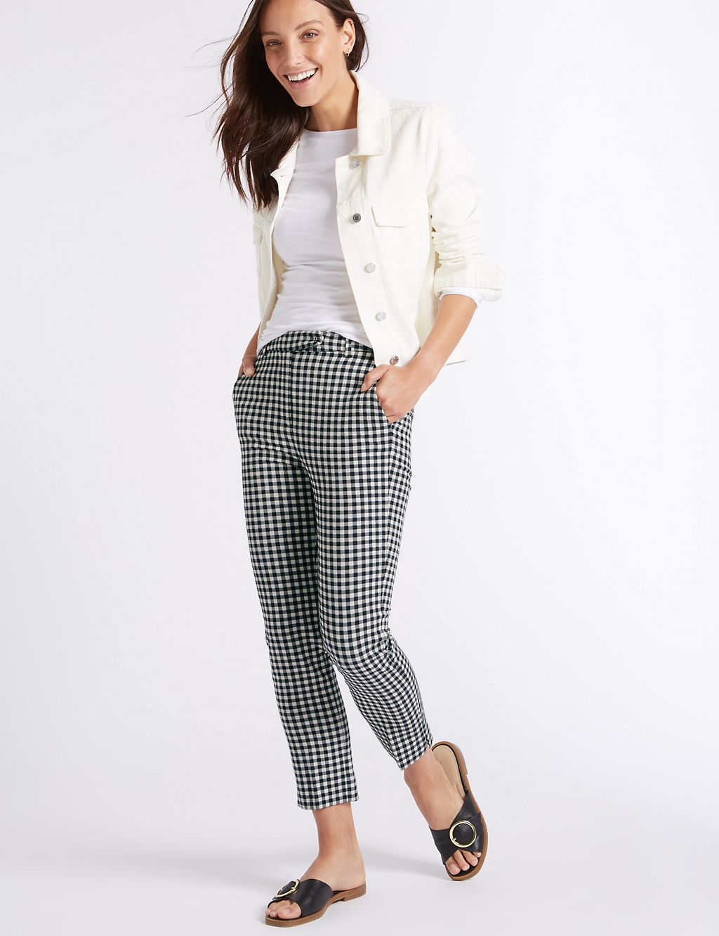 Checked 7/8th Crop Slim Leg Trousers 2 of 6