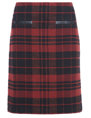 Checked A-Line Mini Skirt with Wool Image 2 of 6