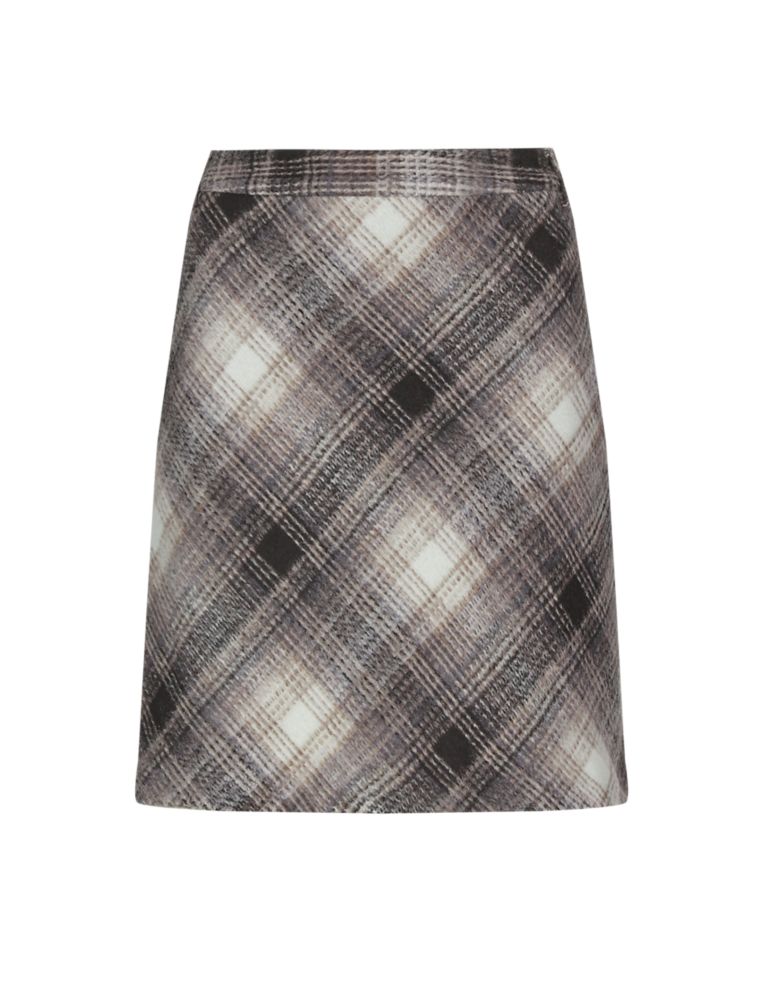 Checked A-Line Mini Skirt with Wool 3 of 4