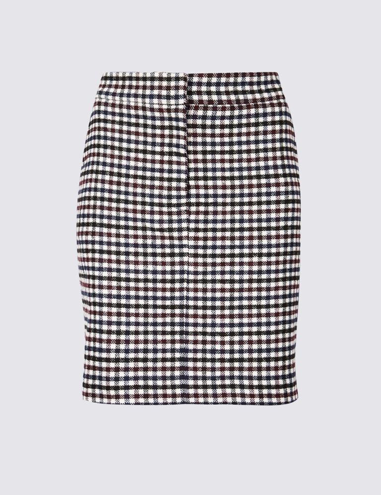 Checked A-Line Mini Skirt with Wool 2 of 5