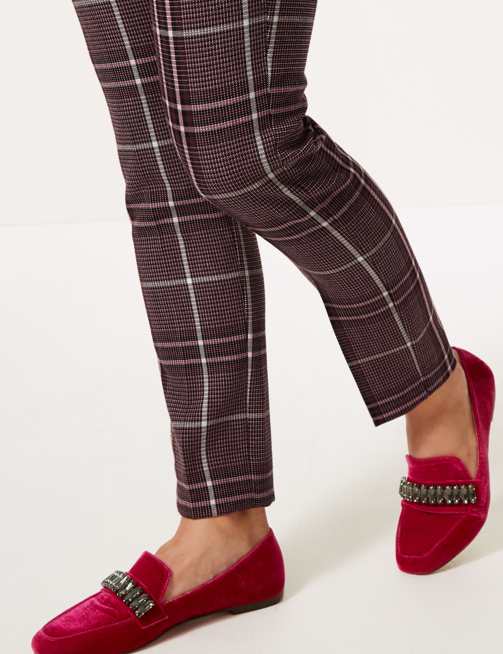 Checked ankle grazer trousers top
