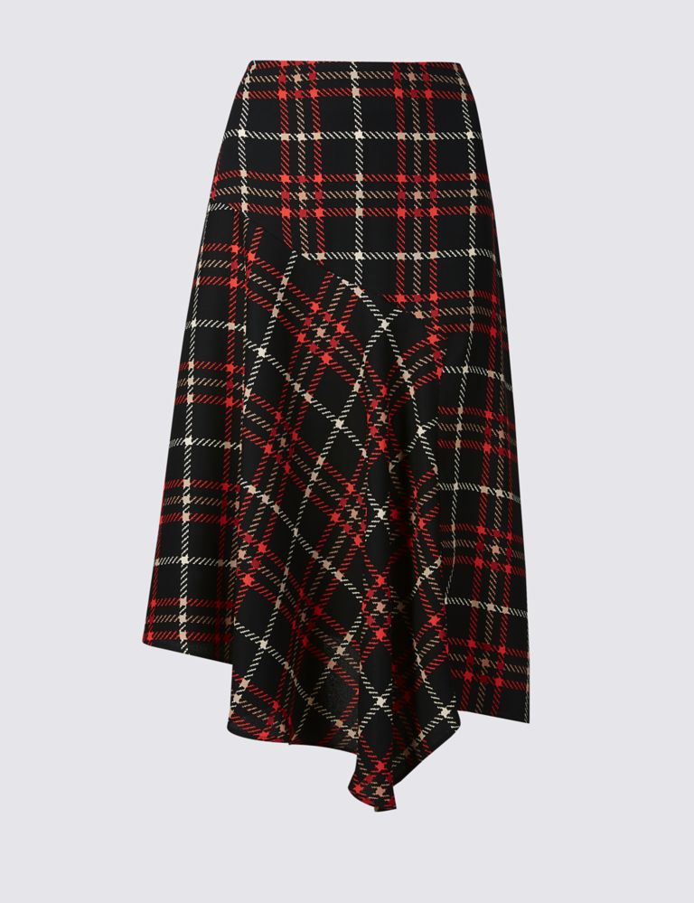 Checked Asymmetrical Midi Skirt 2 of 5