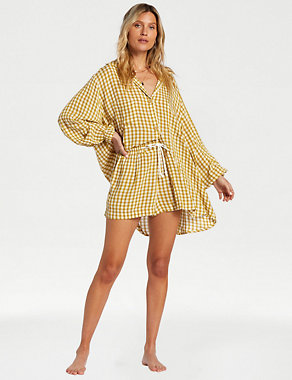 Checked Beach Cover Up Shirt Image 2 of 5