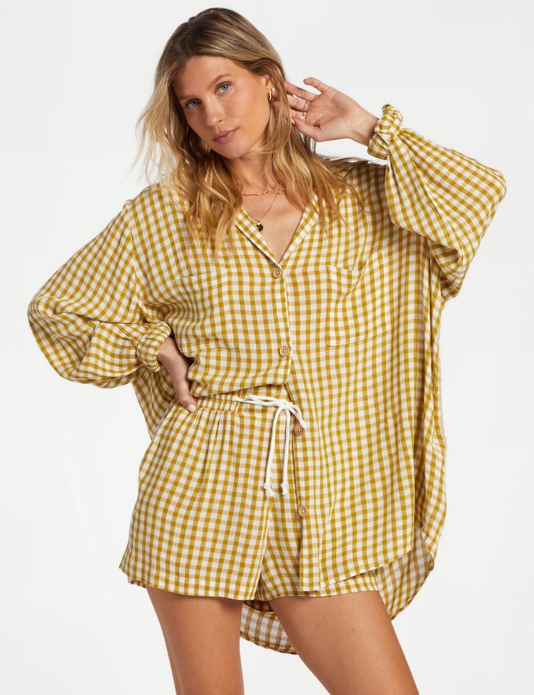 Checked Beach Cover Up Shirt 1 of 5