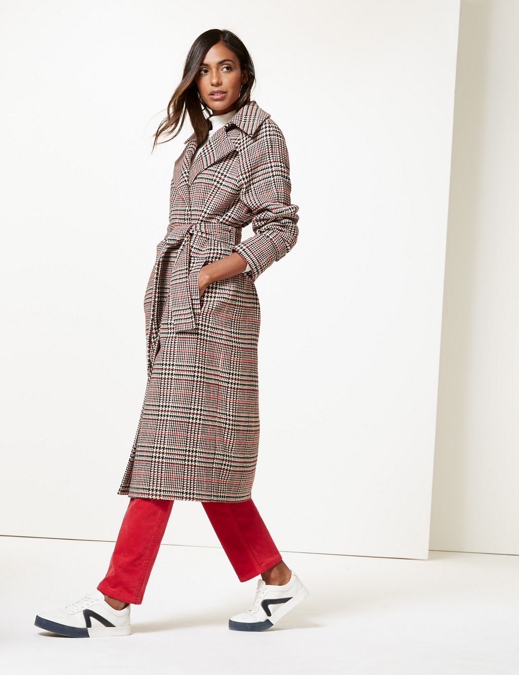Checked Belted Coat 2 of 5