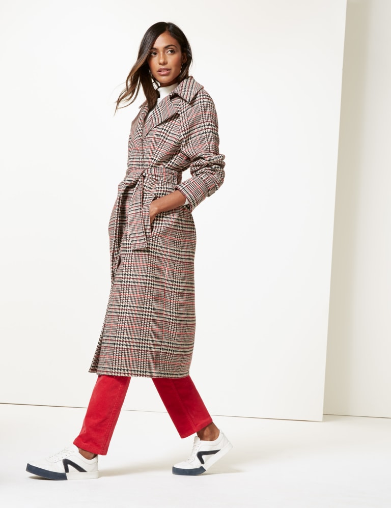 Marks and spencer checked coat cheap