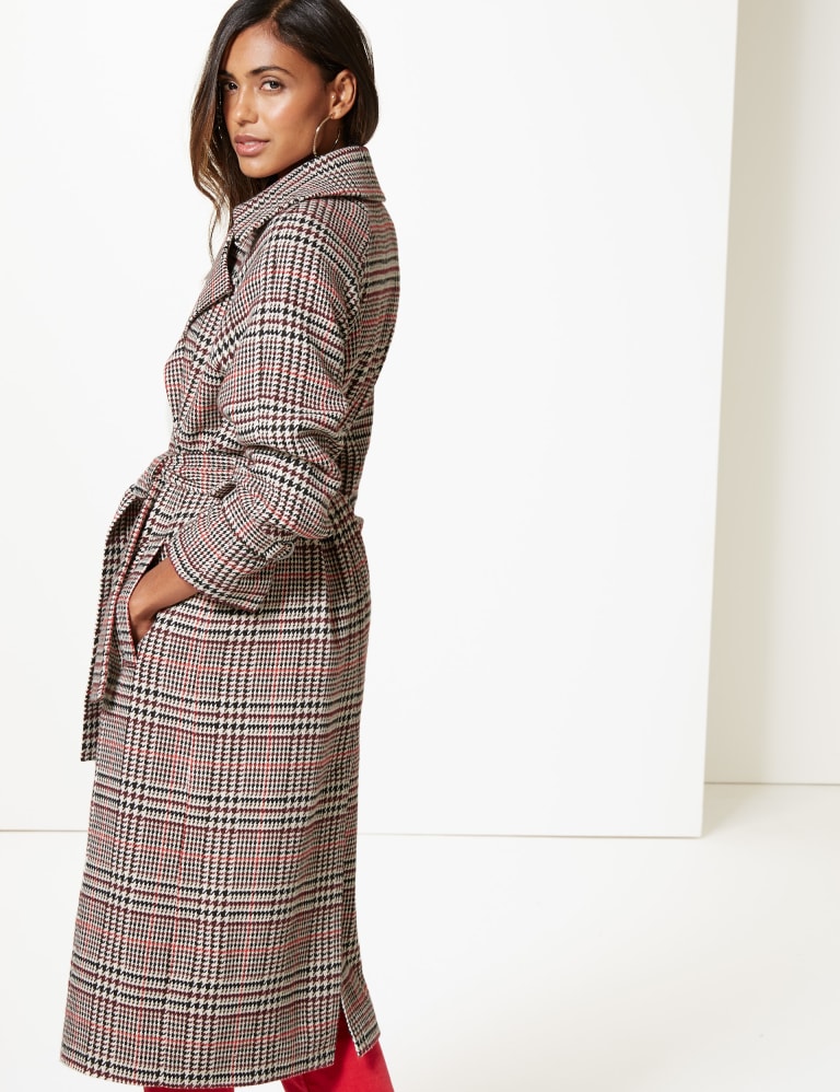 Check belted coat clearance