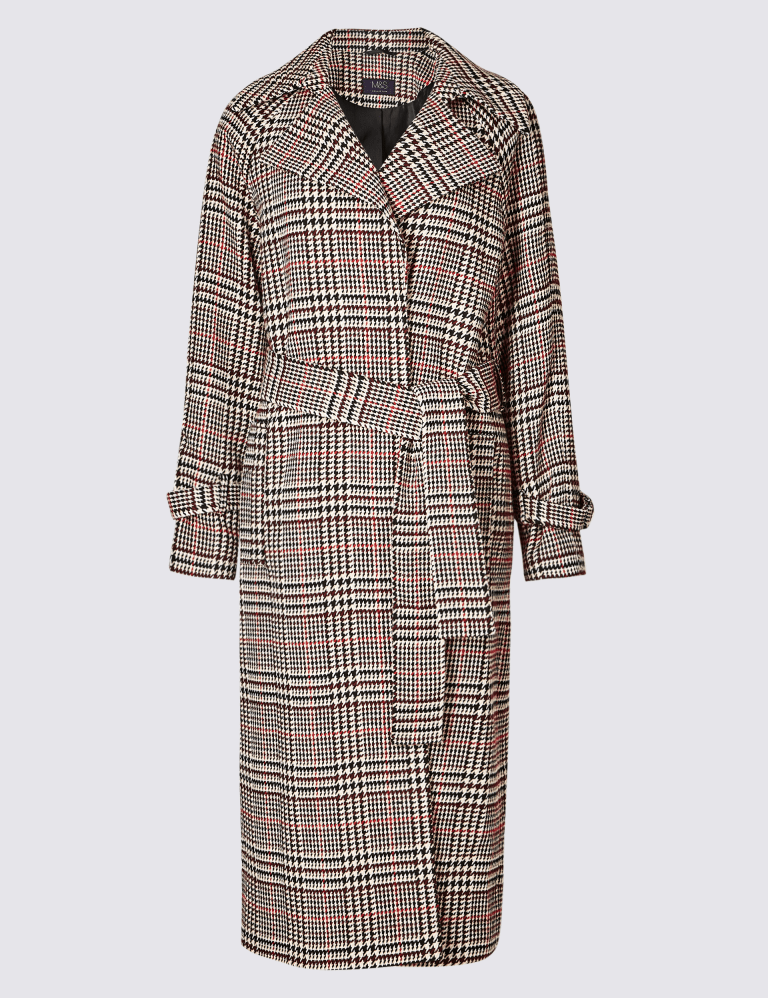 Checked Belted Coat M S Collection M S