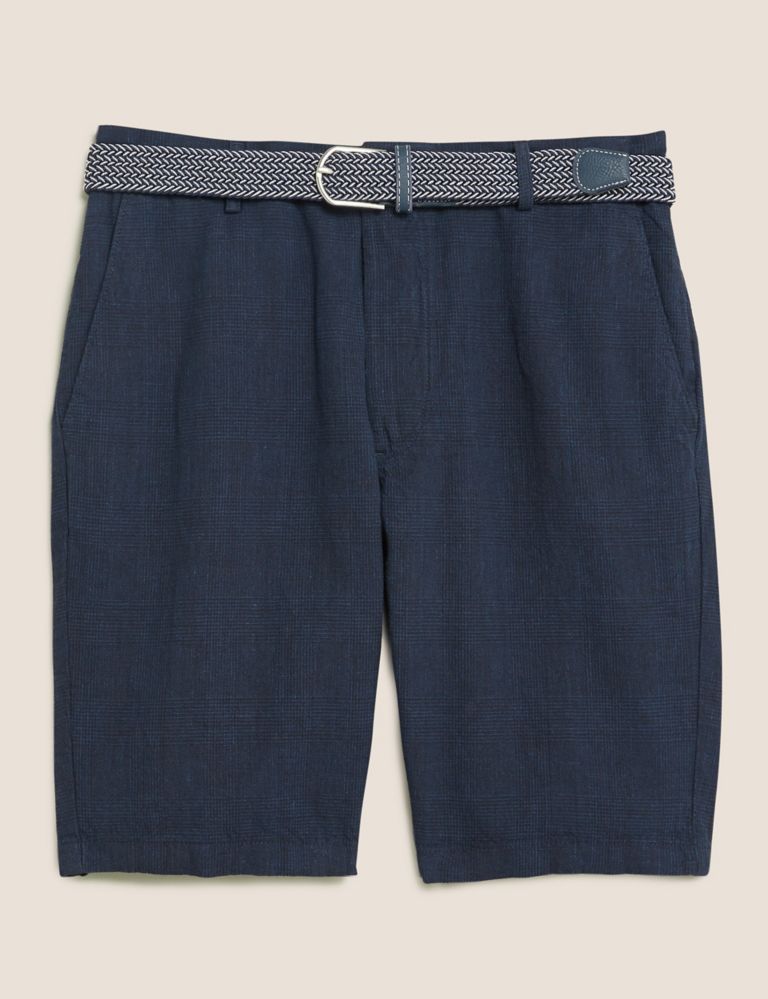 Checked Belted Linen Shorts 2 of 5