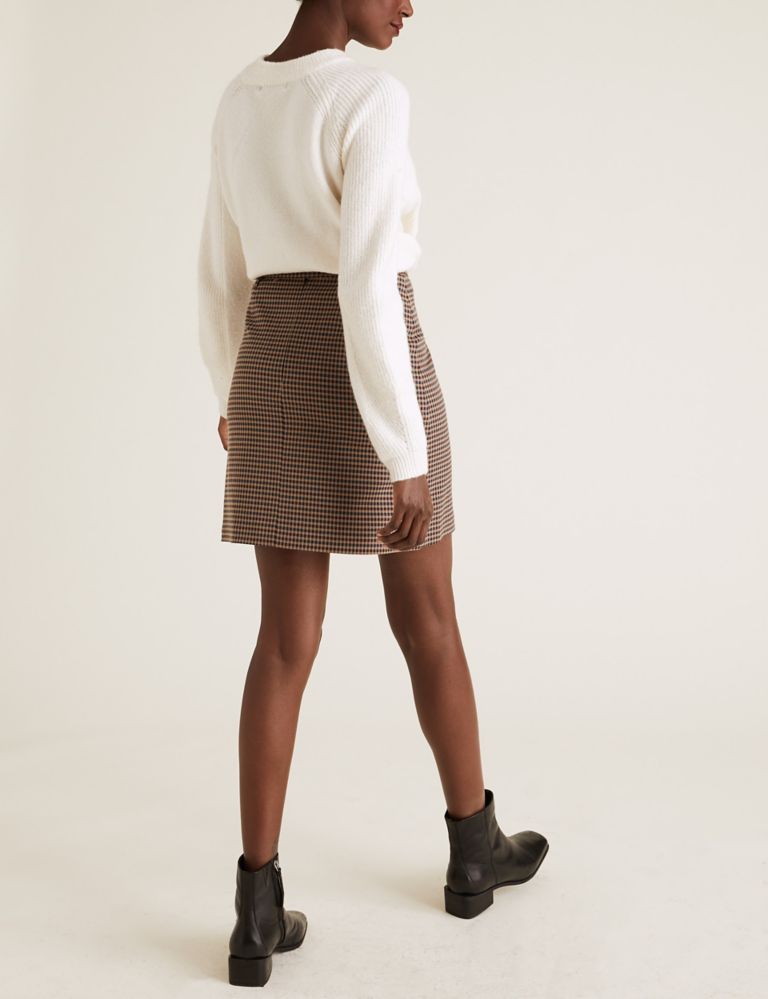 Checked Belted Mini A-Line Skirt 4 of 4