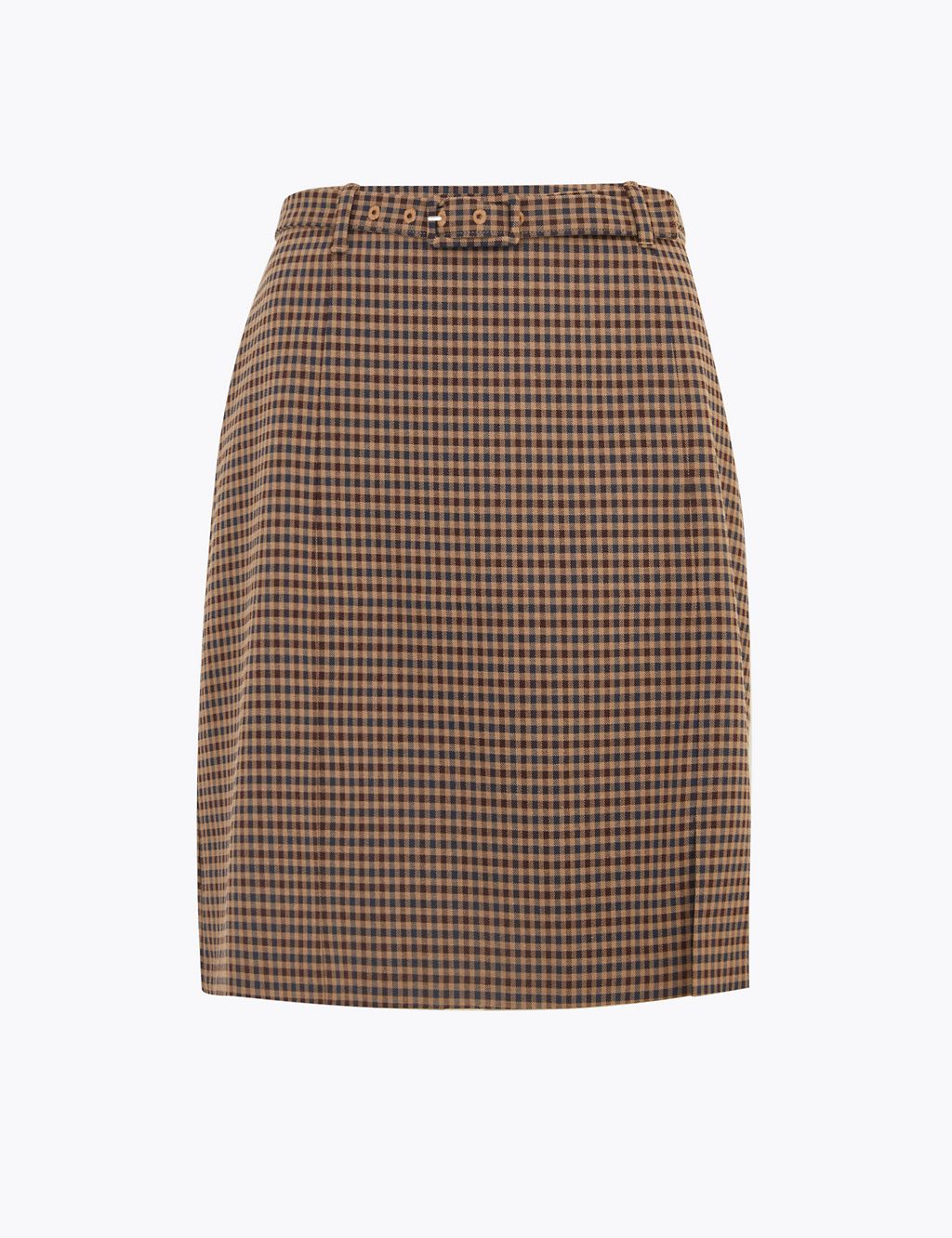 Checked Belted Mini A-Line Skirt 1 of 4