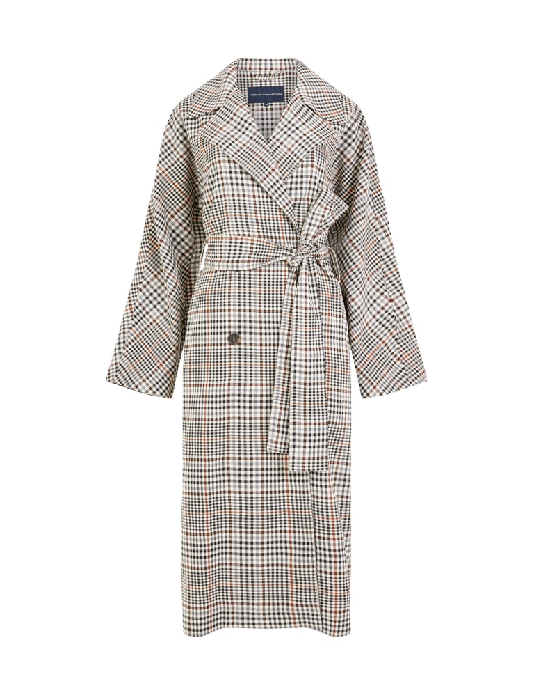 Checked Belted Trench Coat French Connection M S