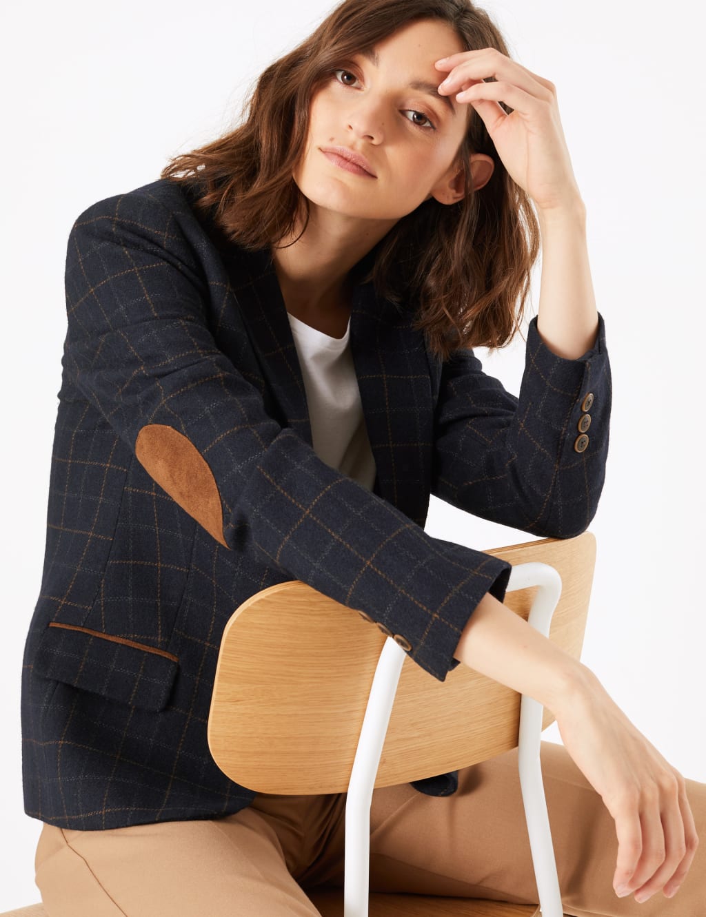 Marks and spencer checked blazer hotsell