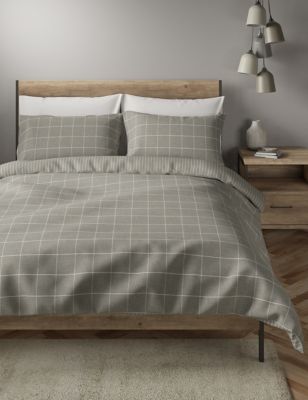 Checked Brushed Cotton Bedding Set M S