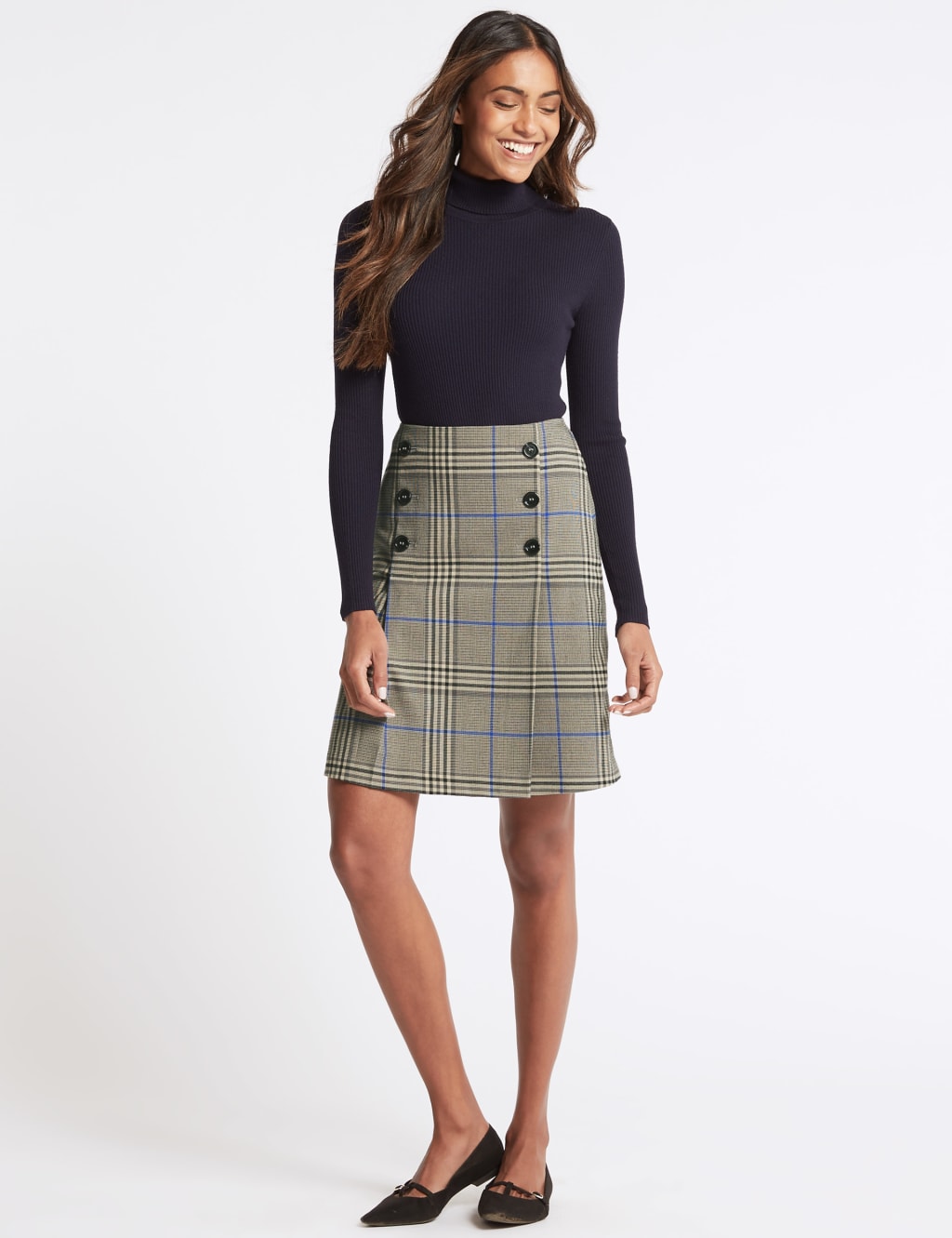 Button front a shop line mini skirt
