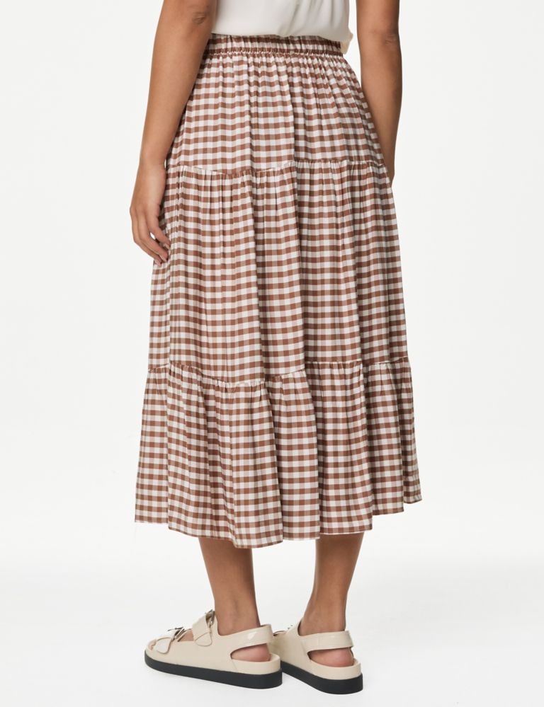 Checked Button Front Midi Skirt 5 of 5