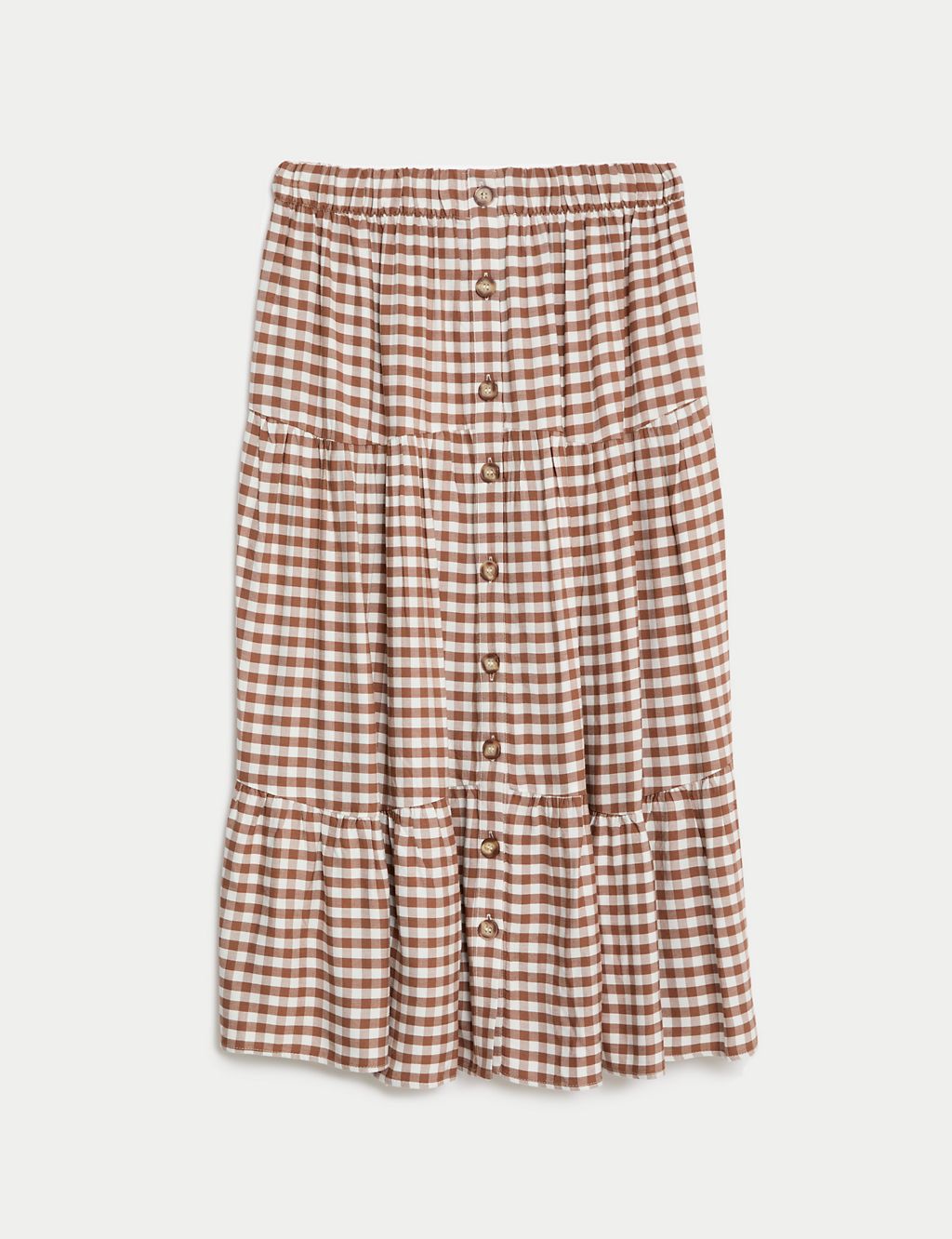 Checked Button Front Midi Skirt 1 of 5