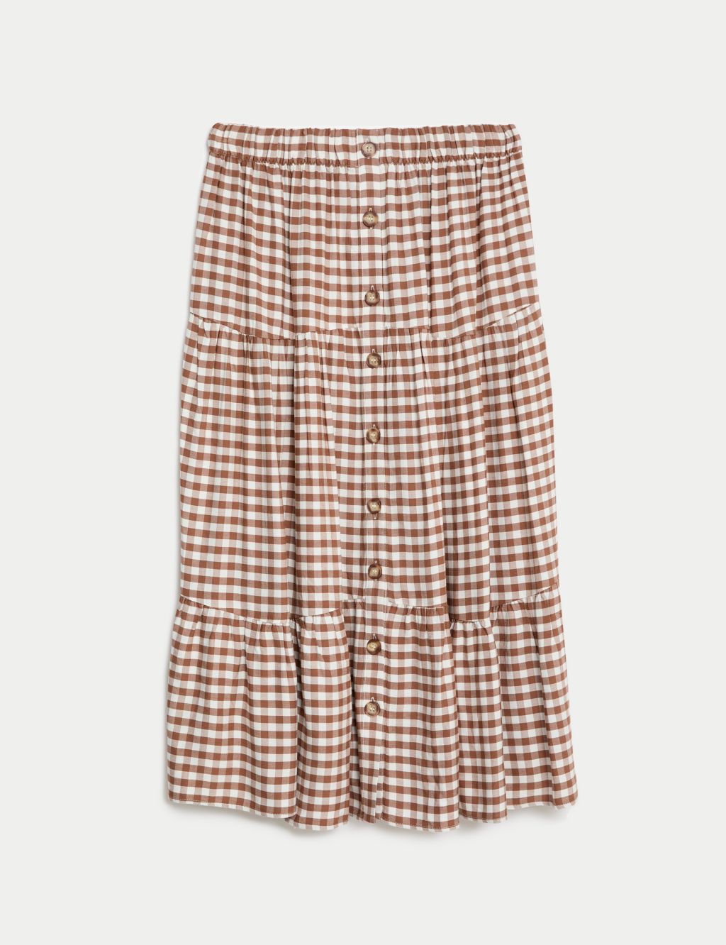 Checked Button Front Midi Skirt 1 of 5