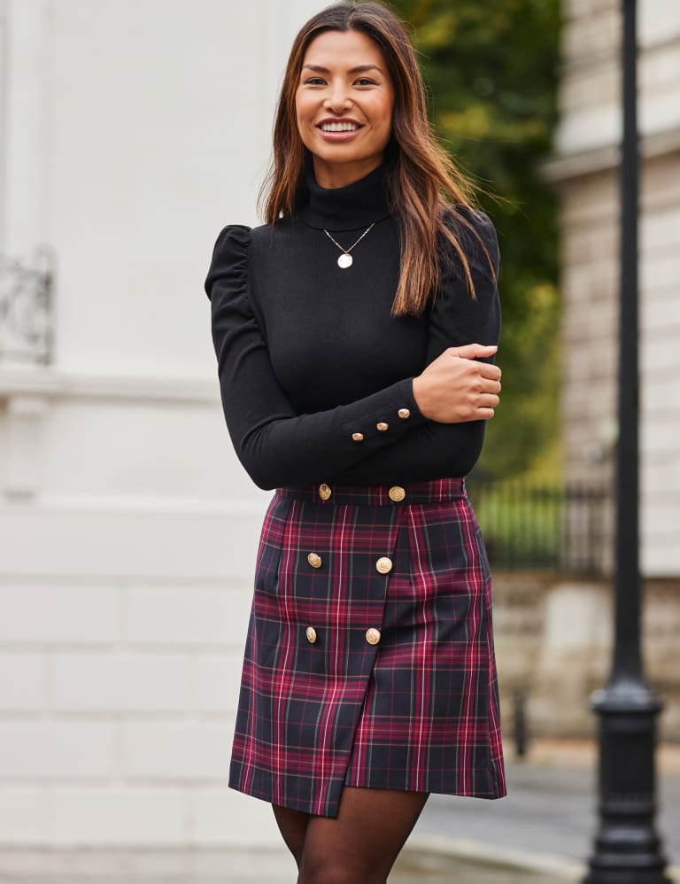 Tartan check basic jersey mini skirt sale