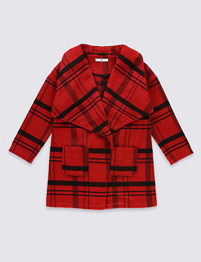 Checked Coat with Wool (5-14 Years) Image 2 of 3