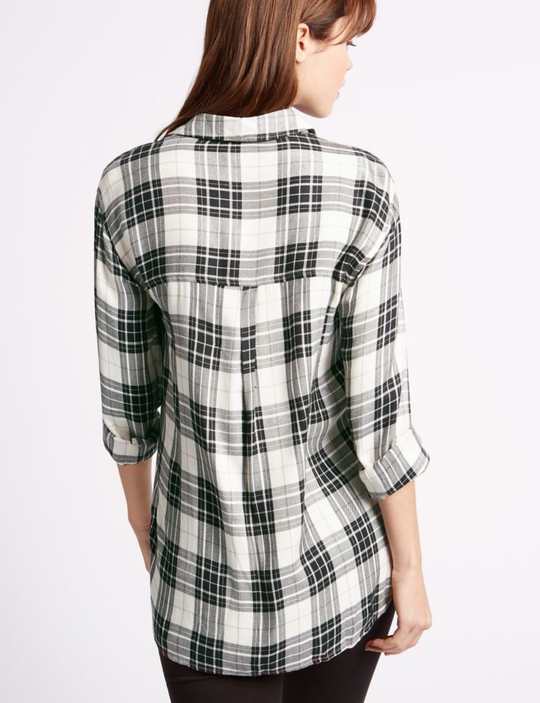Checked Collared Neck Long Sleeve Blouse 3 of 4