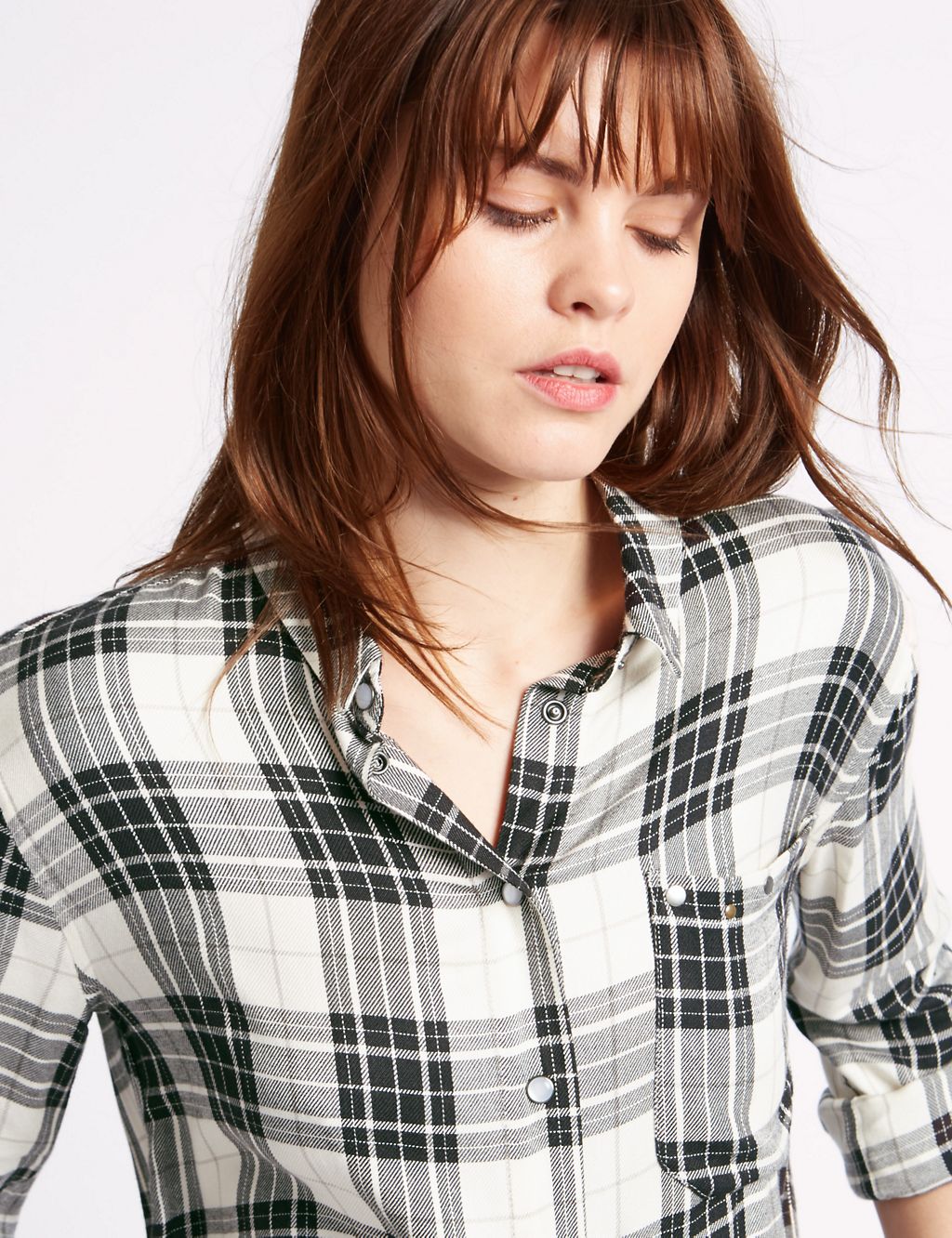 Checked Collared Neck Long Sleeve Blouse 4 of 4
