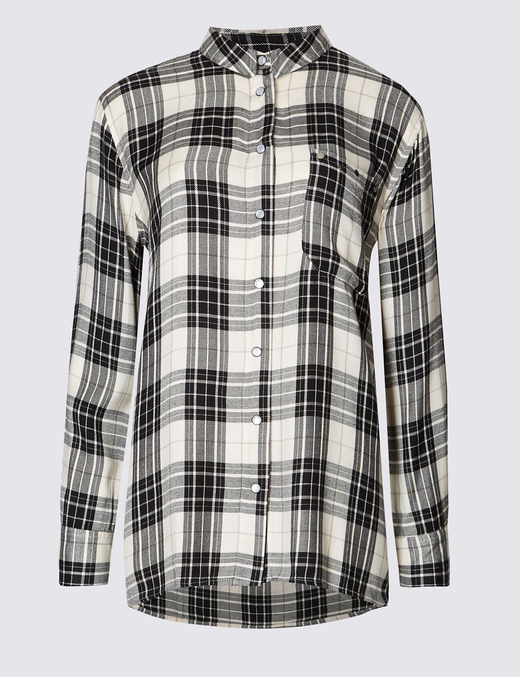 Checked Collared Neck Long Sleeve Blouse 1 of 4