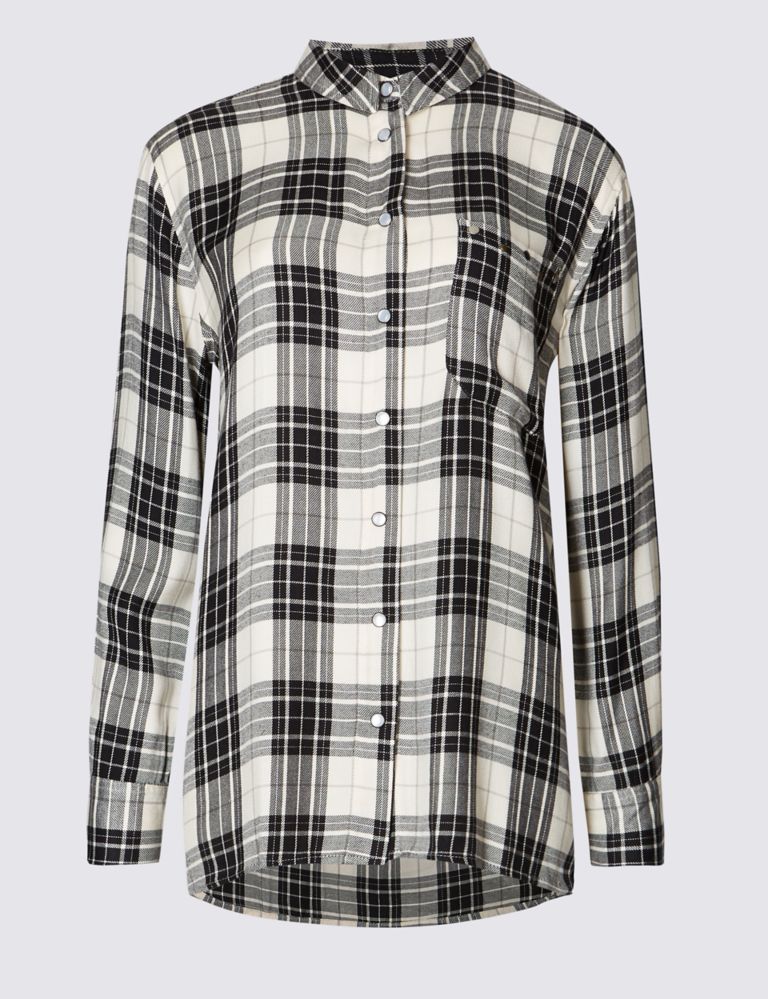 Checked Collared Neck Long Sleeve Blouse 2 of 4