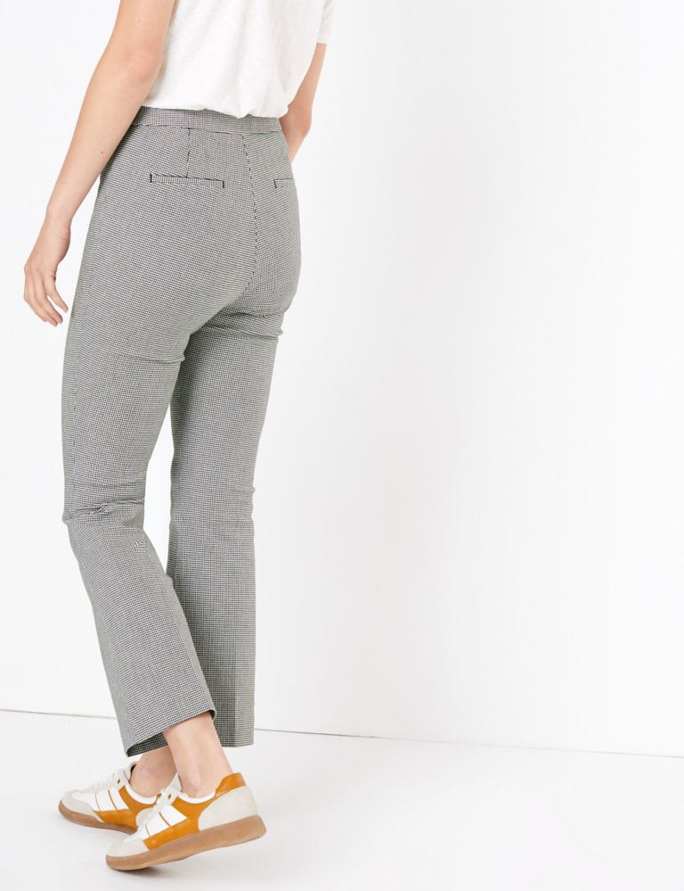 Checked Cropped Kick Flare Trousers 3 of 5