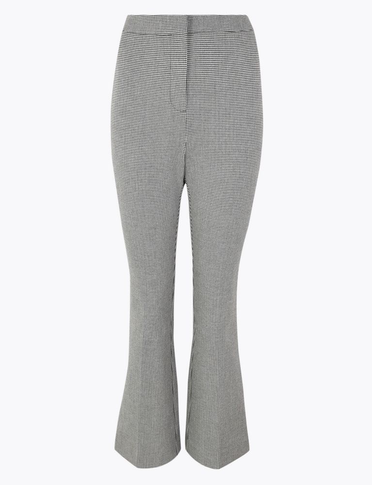 Checked Cropped Kick Flare Trousers 2 of 5