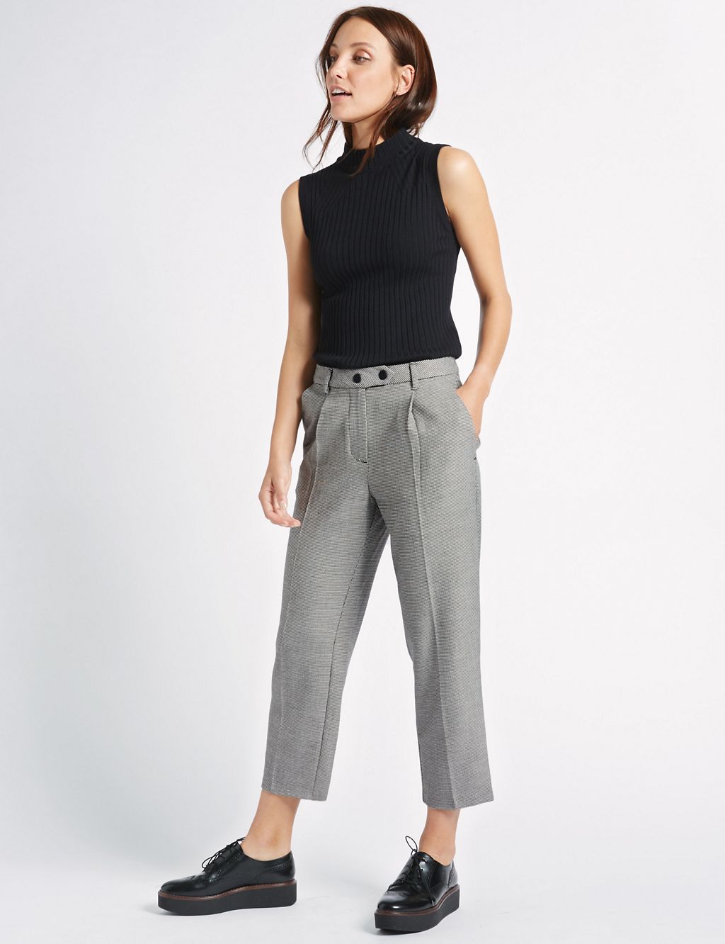 Checked Cropped Straight Leg Trousers 3 of 6