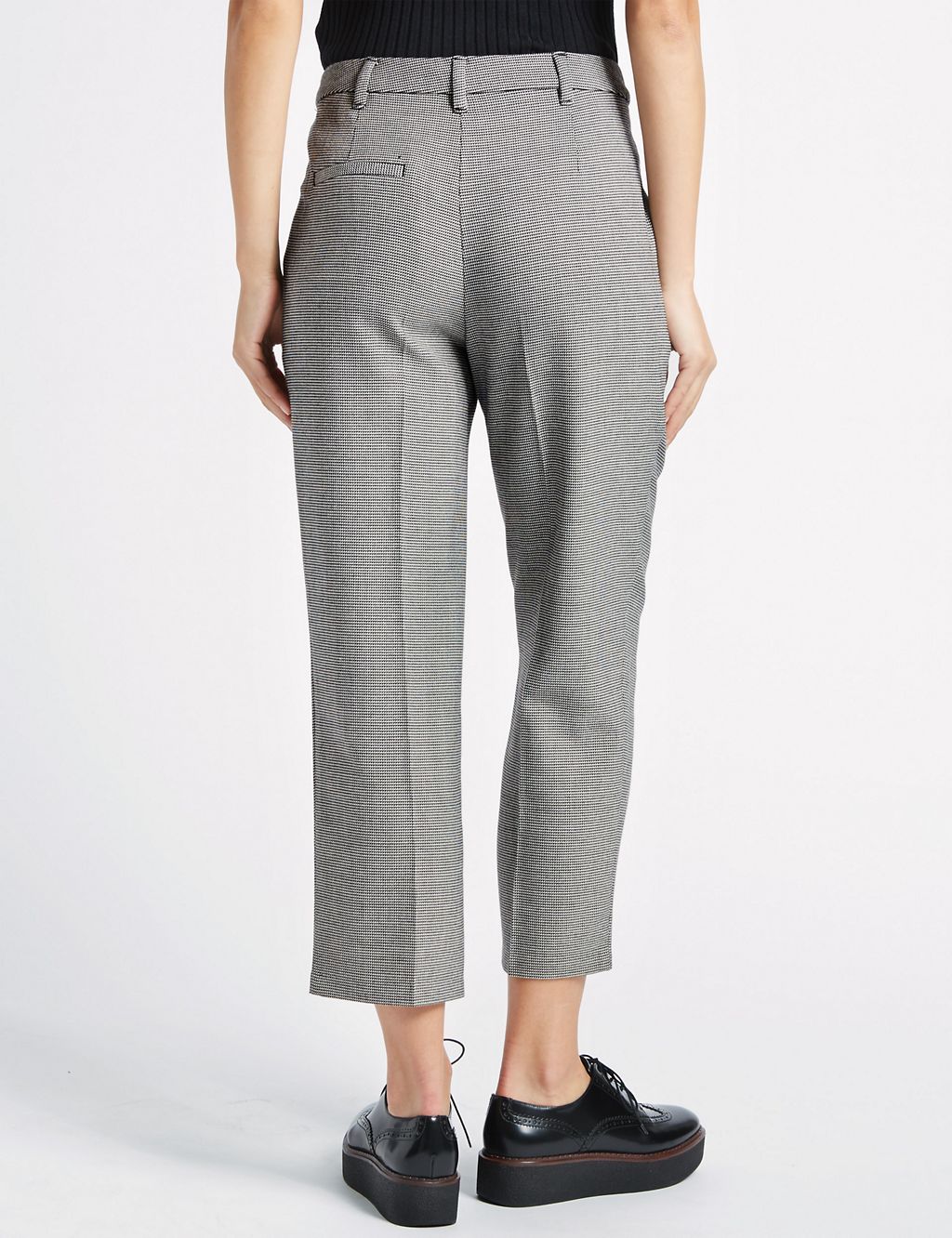 Checked Cropped Straight Leg Trousers 4 of 6
