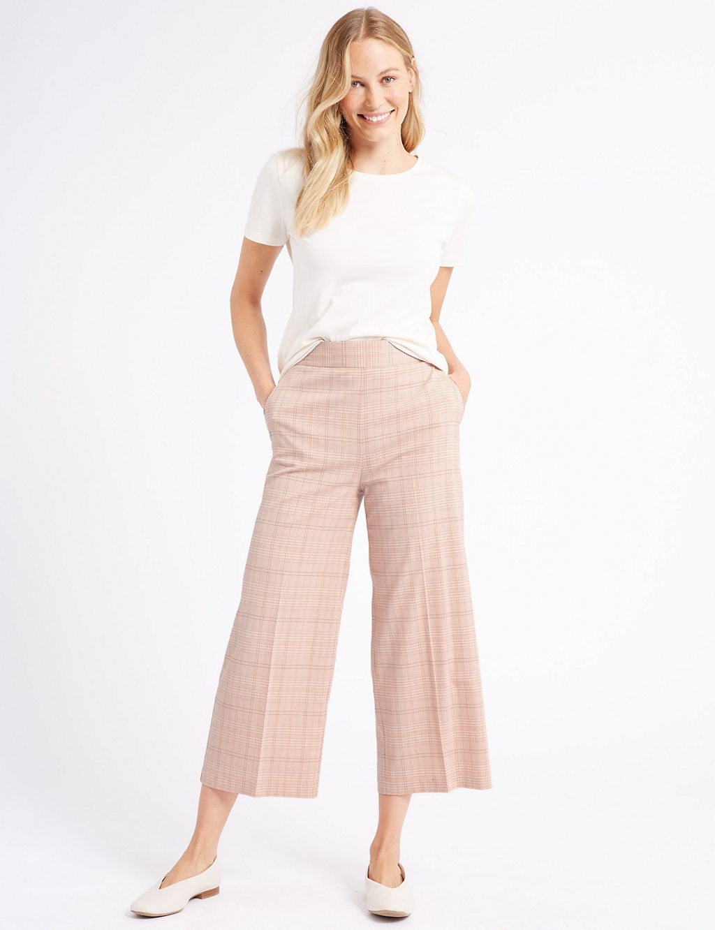 Checked Cropped Wide Leg Trousers 3 of 6