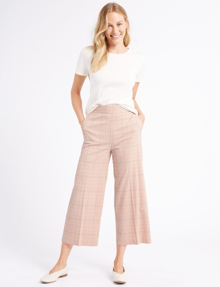 Checked Cropped Wide Leg Trousers 1 of 6